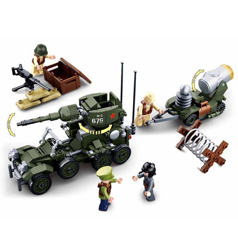 

332pcs World war 2 military vehicle compatible ing 4in 1 tank truckww2 German soviet army weapon building blocks toys