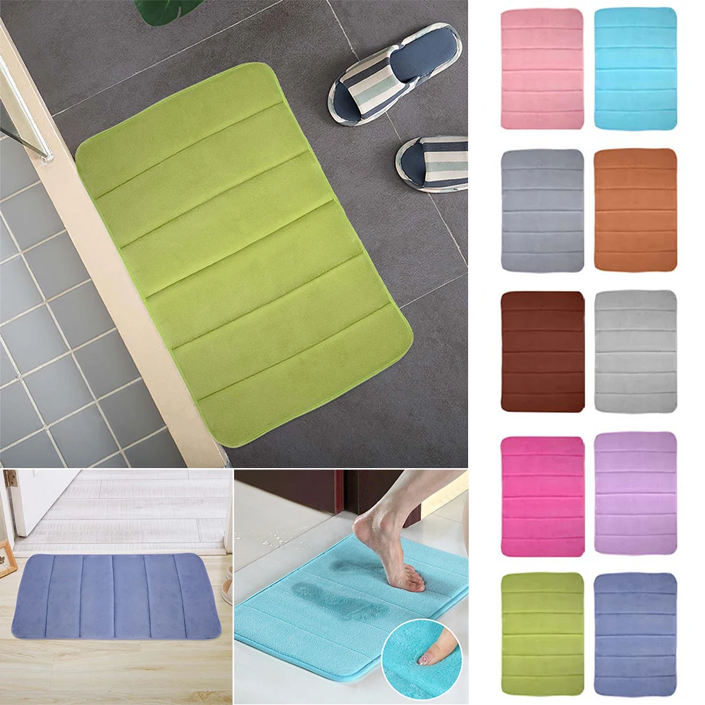 

Junejour Thickened Coral Velvet Vertical Stripe Memory Cotton Door Carpet Kitchen Rugs For Bathroom Slipproof Mat