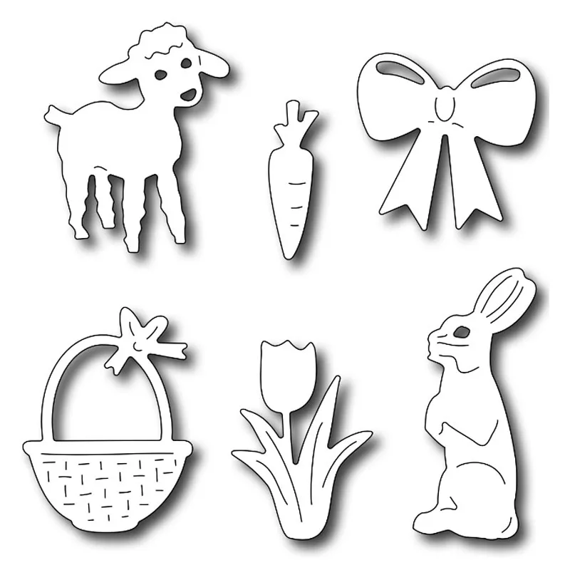 

Ufurty 6pc/lot Easter Icons Metal Cutting Dies Stencils for Scrapbooking Photo Album Card Paper Embossing Craft DIY Cutting Dies