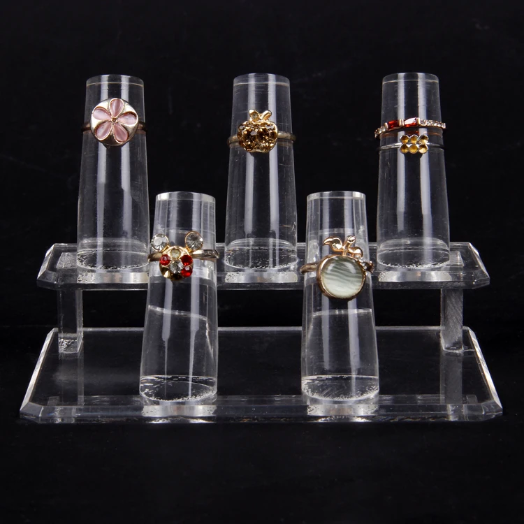 TONVIC Wholesale 1pc Acrylic Clear View Ring Display Stand Holder With