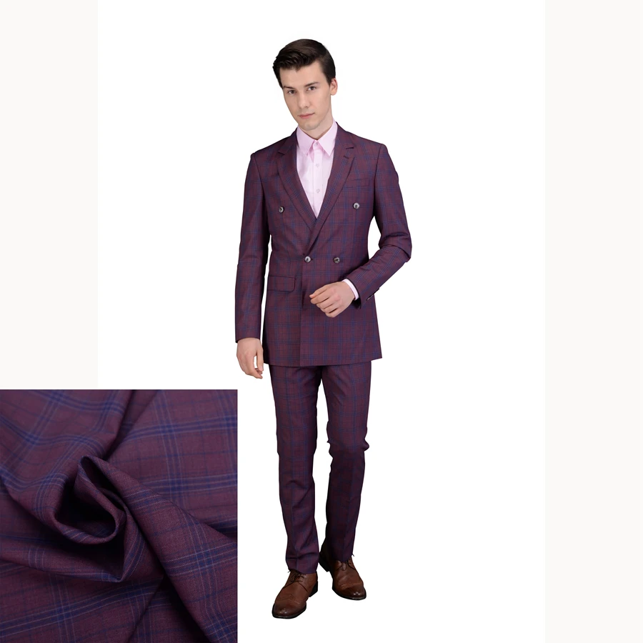 LIUHUA Luxury Wool Men Suit Fabric 100*150cm Plaid Polyester Fabric