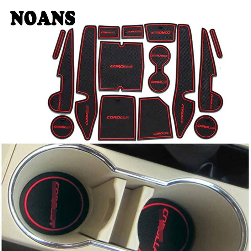 

Car Cup Mat Door Gate Slot Pad Storage Box Mat sticker For Toyota Corolla 2017 2018 2008 2009 2010 2011 2012 2013 2014 2015 2016