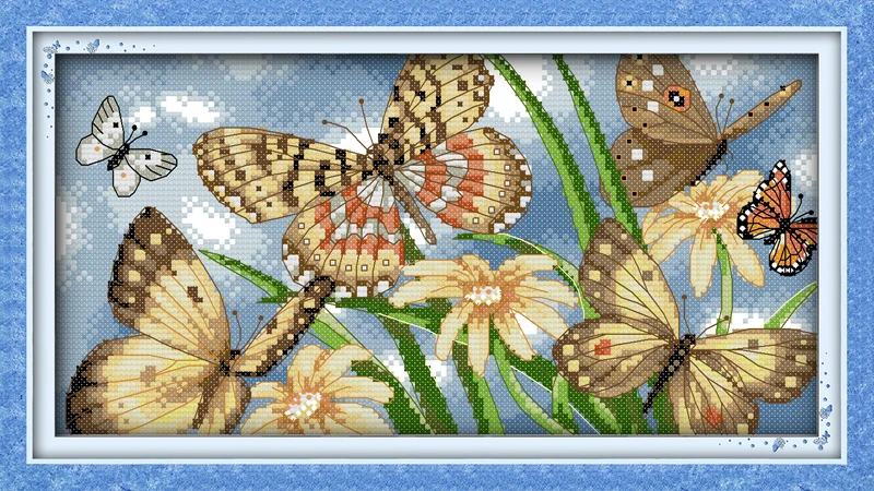 

Butterflies gather honey cross stitch kit flower 14ct 18ct count canvas x stitching embroidery DIY handmade needlework plus