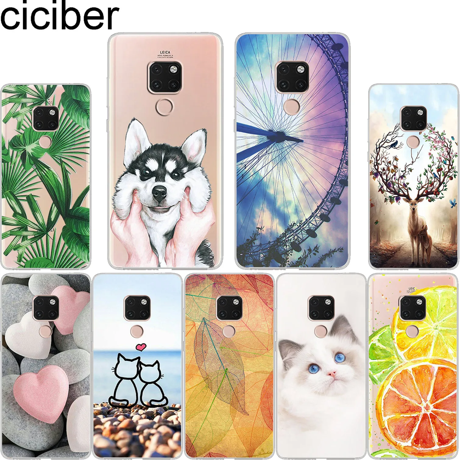 

ciciber Animal Floral Fundas FOR Huawei Mate 20 Case Silicone Cover Mate20 Phone TPU Soft Case 6.53" Transparent Back Protector