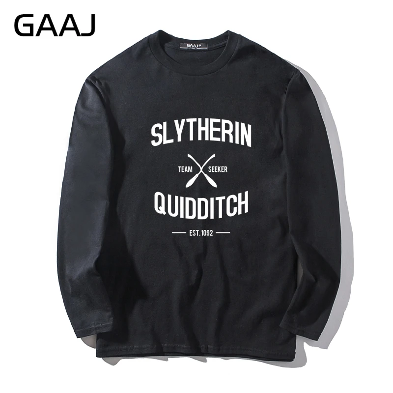 

T Shirt Men "Slytherin Quidditch Team" Brand Summer Man & Women Unisex Long Sleeve Homme Slim Fit Streetwear Tee Casual