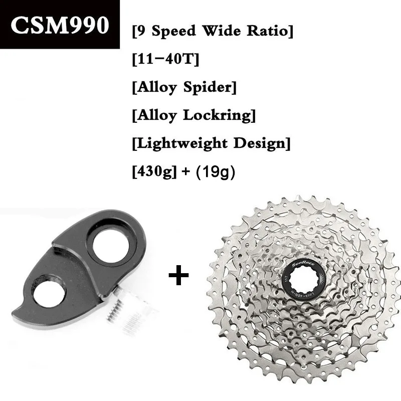 Sunracing 9 speed 11-40T велосипед CSM990 кассета MTB велосипед свободного хода адаптер горный велосипед кассета - Цвет: CSM990-326984-Sliver