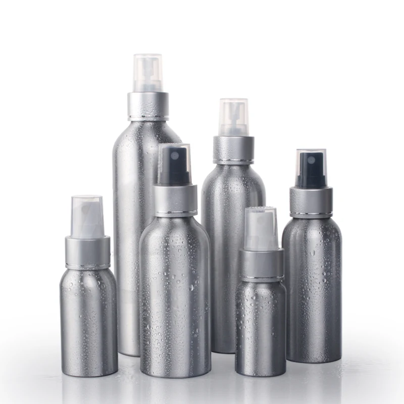 

10pcs Aluminum Spray Bottles Empty Mist Sprayer with Silver Neck Cosmetic Packaging Container 30ml 50ml 100ml 120ml 150ml 250ml