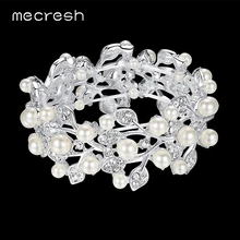 Mecresh свадебные браслеты и браслеты с искусственным жемчугом для женщин прозрачный лист кристалл невесты свадебные браслеты Рождественский подарок SL142