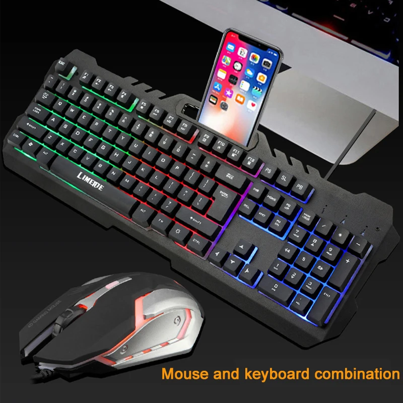 

2019 new Gaming Set Combos USB Wired LED Backlit Mechanical Feel Gaming Keyboard with 3200 DPI Adjustable gaming mouse for gamer