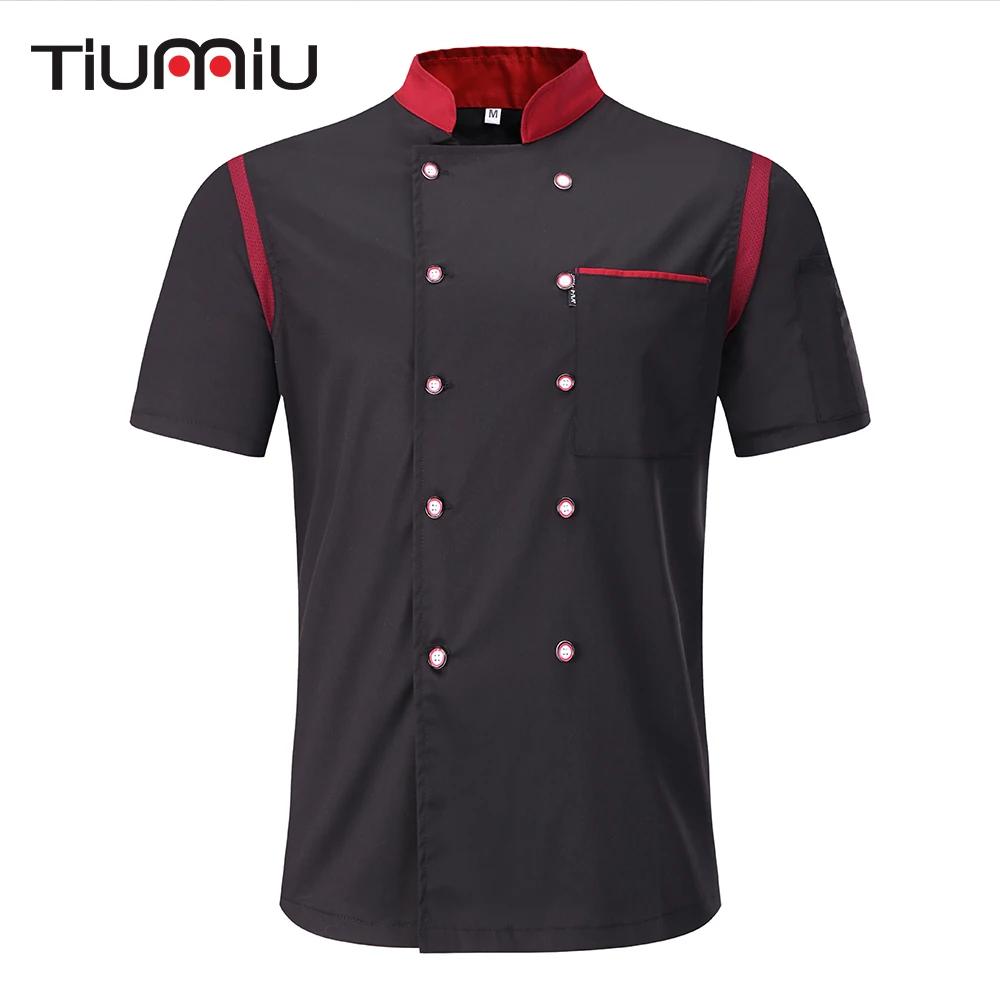

5 Colors 3XL Wholesale Unisex Kitchen Chef Uniform Short Sleeve Mesh Breathable Double Breasted Bakery Food Service Chef Jackets