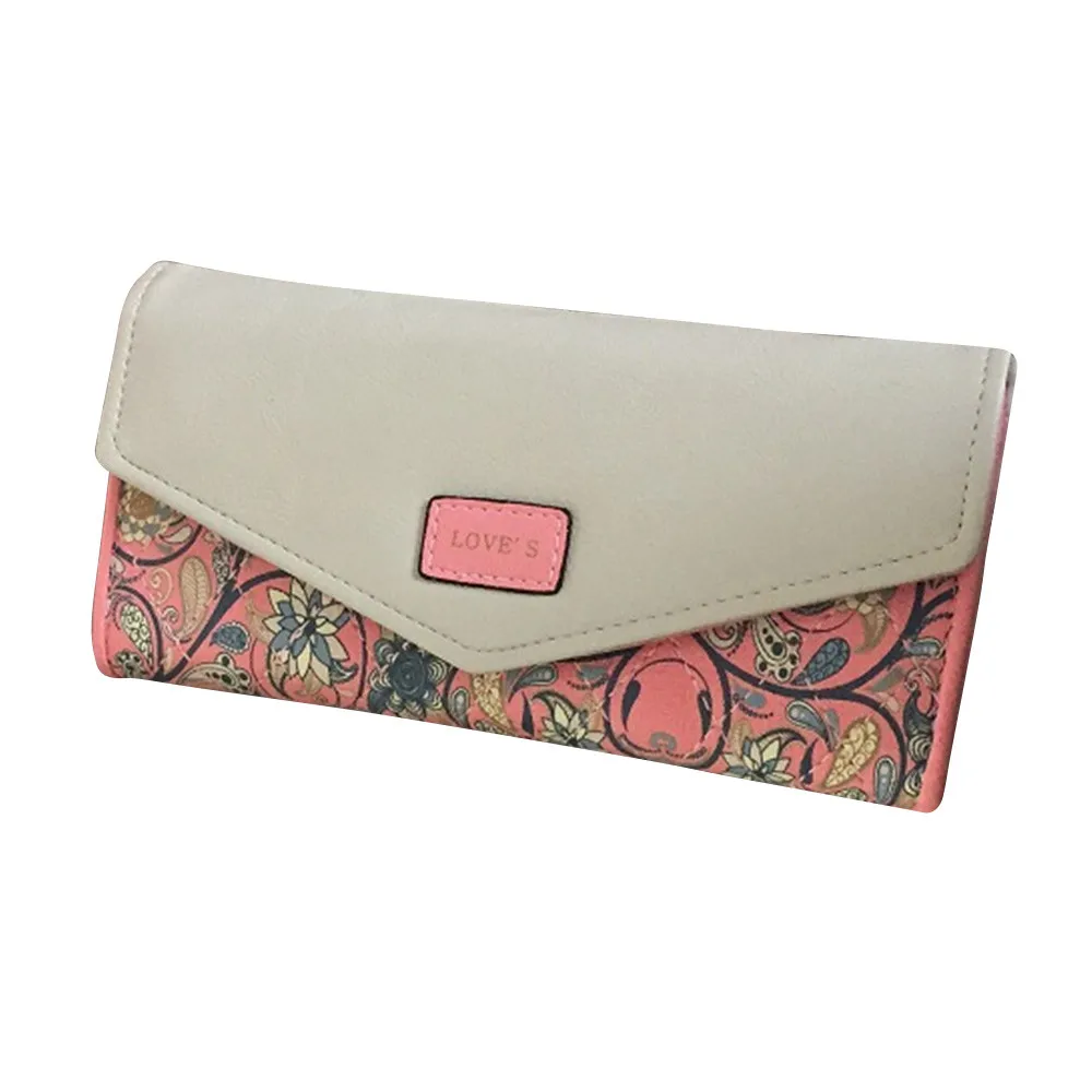 MOLAVE Wallets & Holders flower women wallet Pastoral small floral Ling Ge clutch bag lady hit color envelope buckle purse 9408