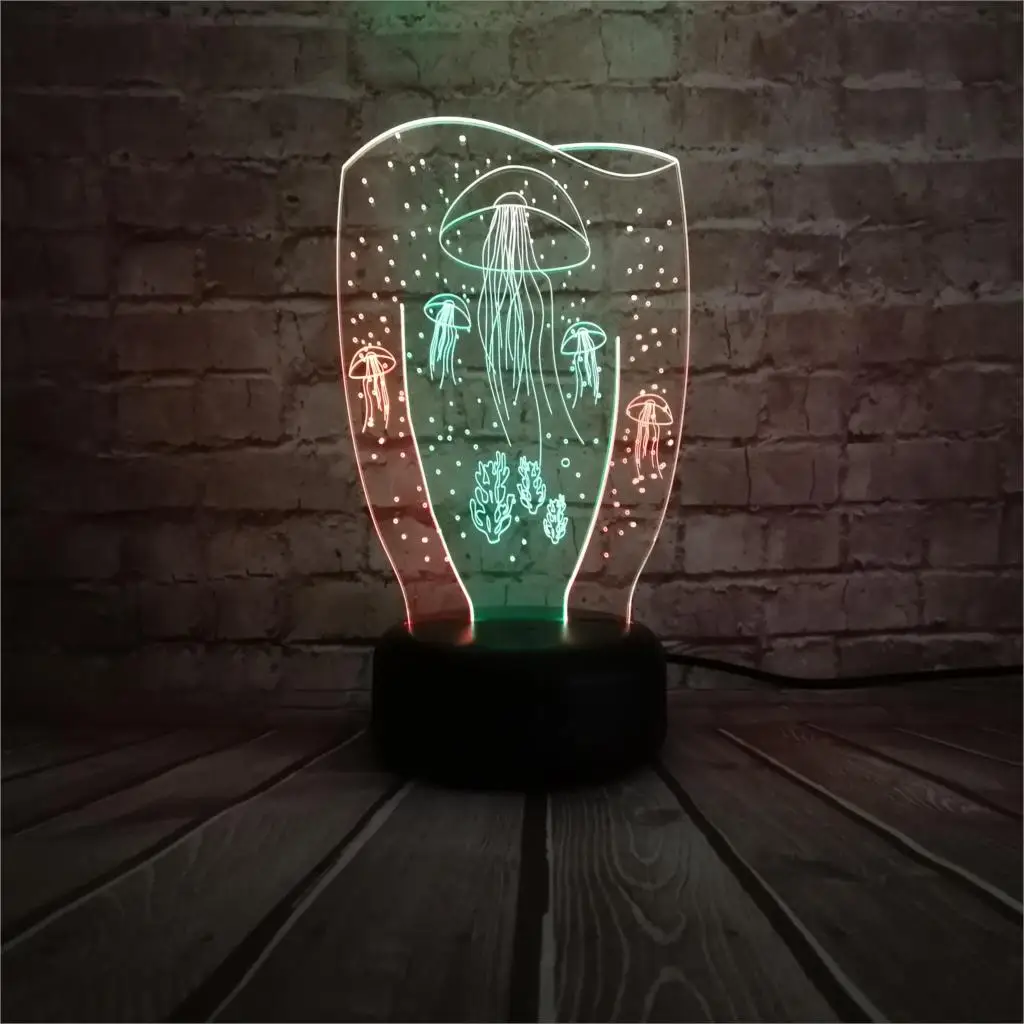 Luminaria цветной Медузы 3D видения Ночник светильник Настольная лампа 7 цветов