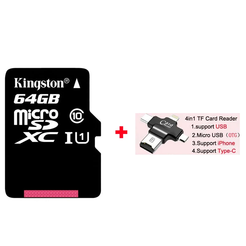 Kingston Micro SD карты памяти 32 ГБ 16 ГБ 64 ГБ Class10 mini sd карты Class4 8 ГБ 16 ГБ с TF Card Reader для Android-смартфон - Емкость: 64GB Plus 4in1 Reade