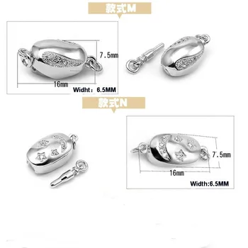 

16mm Solid 925 Silver Zircon Smile Clasp Plunger Bar Style For Necklace Bracelet Anklet Chain Connector Accessory