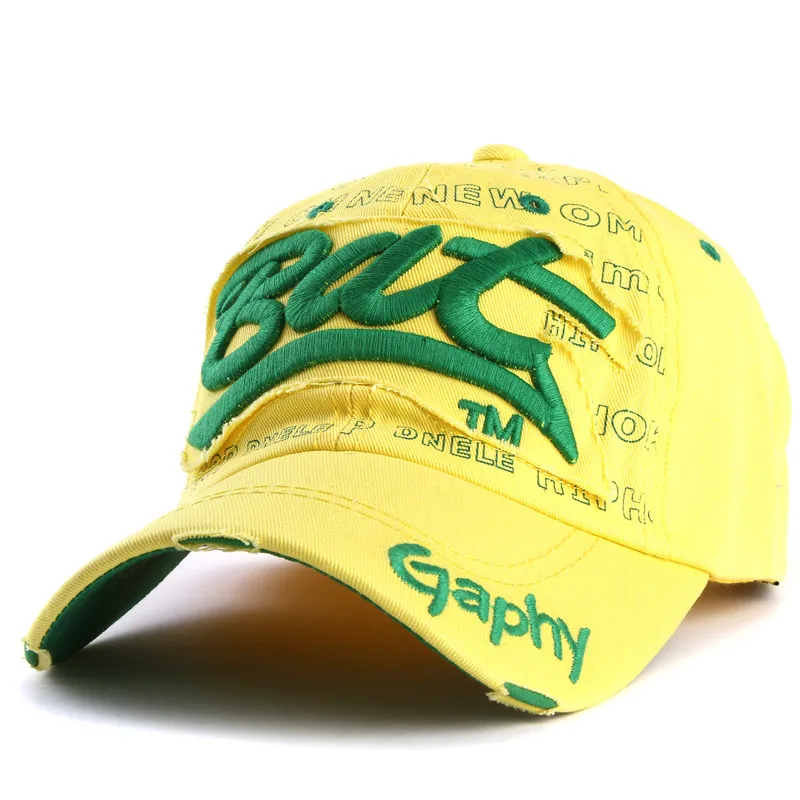 Xthree, бейсболки, кепки, хип-хоп облегающие дешевые шляпы для мужчин и женщин, кепки с изогнутыми полями, поврежденная Кепка - Цвет: yellow