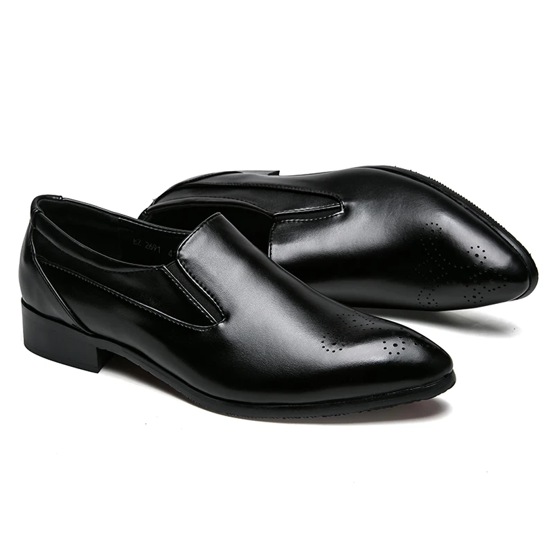 retro slip on leather shoes men luxury brand eurpean dress male footwear wedding elegant classic pointed oxford shoes for men (4)