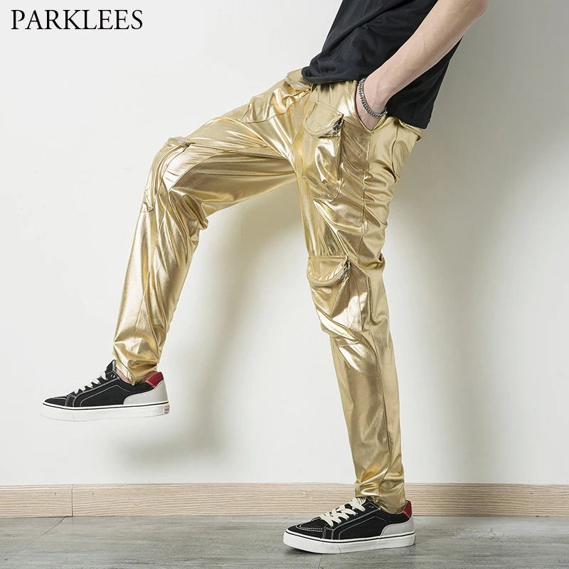 Buy Men's Metallic Shiny Clubwear Pants Jeans Fashion
