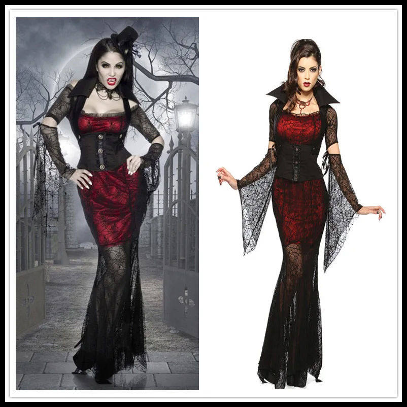 

2019 Sexy Vampire Costume for Women Masquerade Party Cosplay Gothic Halloween Dress Vampire Role Play Clothing Witch Fancy Dress