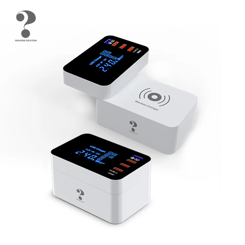 10W QI Wireless usb Charger Quick Charge 3.0 Led Display Type C Multi smart HUB charging station adapter for iphone ipad sumsung 10W QI Wireless usb Charger Quick Charge 3.0 Led Display Type C Multi smart HUB charging station adapter for iphone ipad sumsung