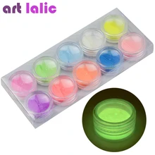 10 шт светится в темноте Неон фосфор порошок дизайн ногтей Блеск порошок цвета пыль светящийся флуоресцентный пигмент ногтей блестки