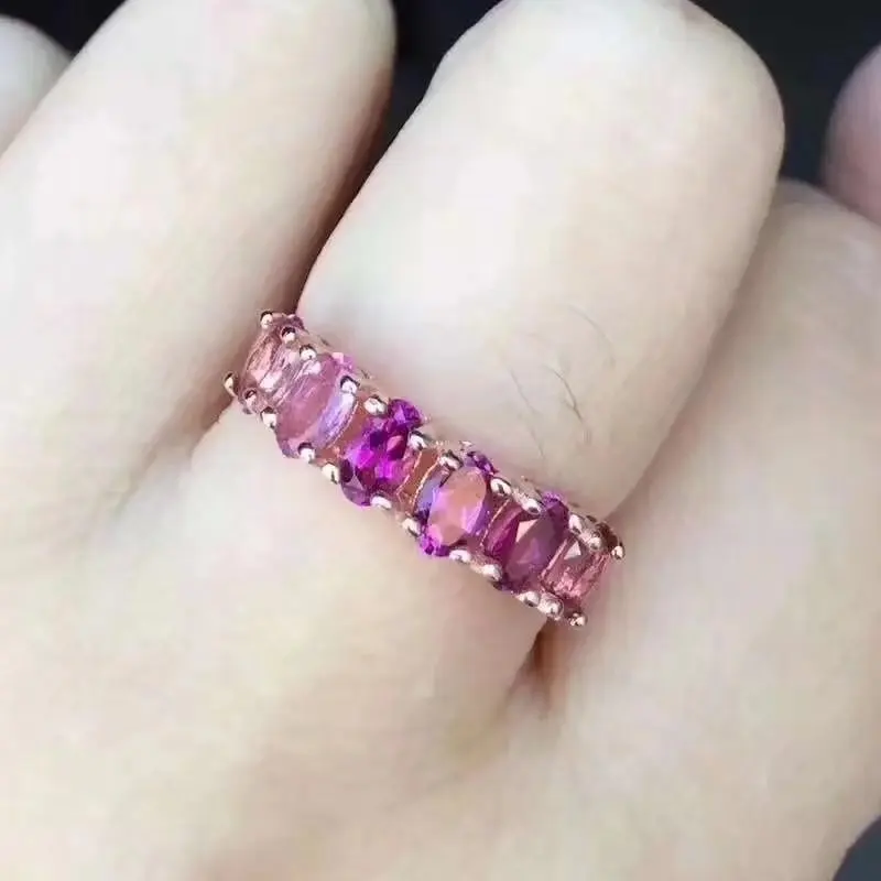 Fidelity Natural 3*5mm pink tourmaline Rings s925 sterling silver classic Permutations fine Jewelry for women gemstone | Украшения и