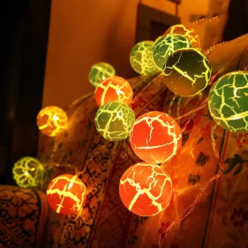 

40 Led Colorful Crack Globe Ball Battery Operated String Lights 6m LED Decoration For Christmas Garland On The Window New Year