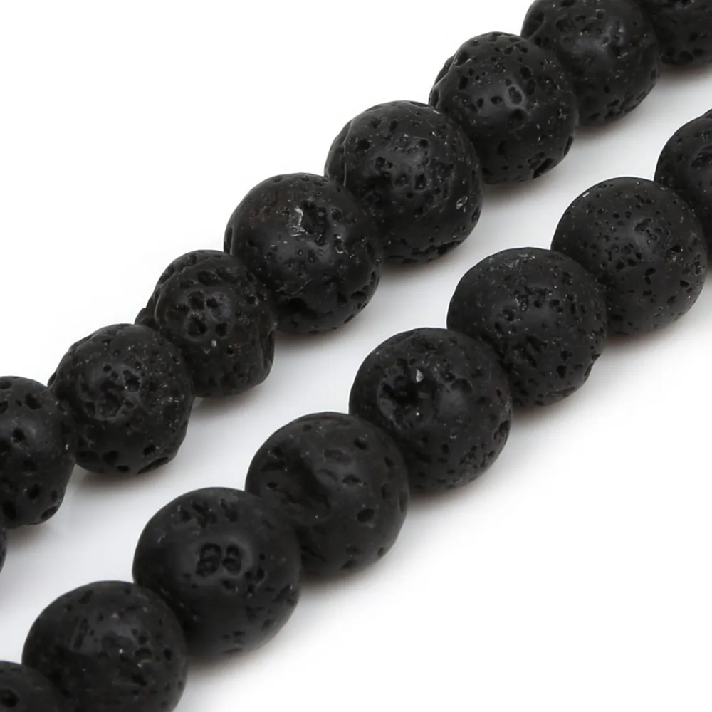 4 6 8 10 12 мм бусины из натурального камня черная вулканическая лава Круглые бусины для самостоятельного изготовления ювелирных изделий браслет ожерелье