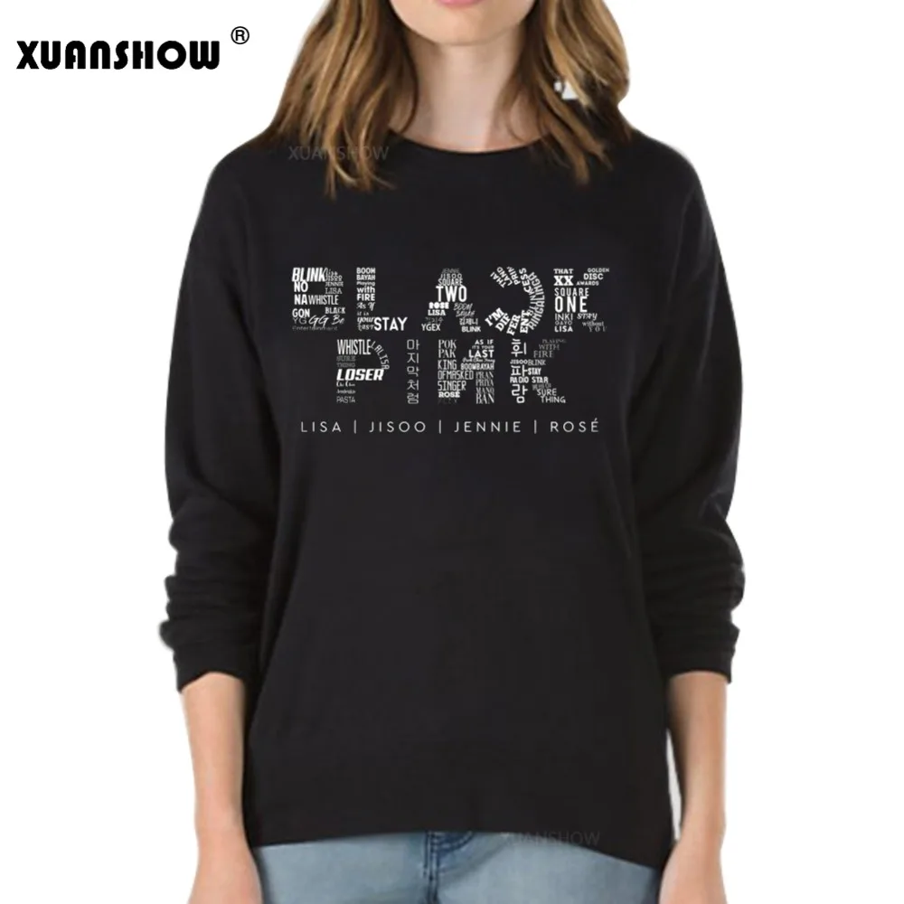 

XUANSHOW Blackpink Women Sweatshirt Clothes Kpop Black Pink Outwear Hip-Hop Sweatshirts Pullover Fleece Long Sleeve Tops