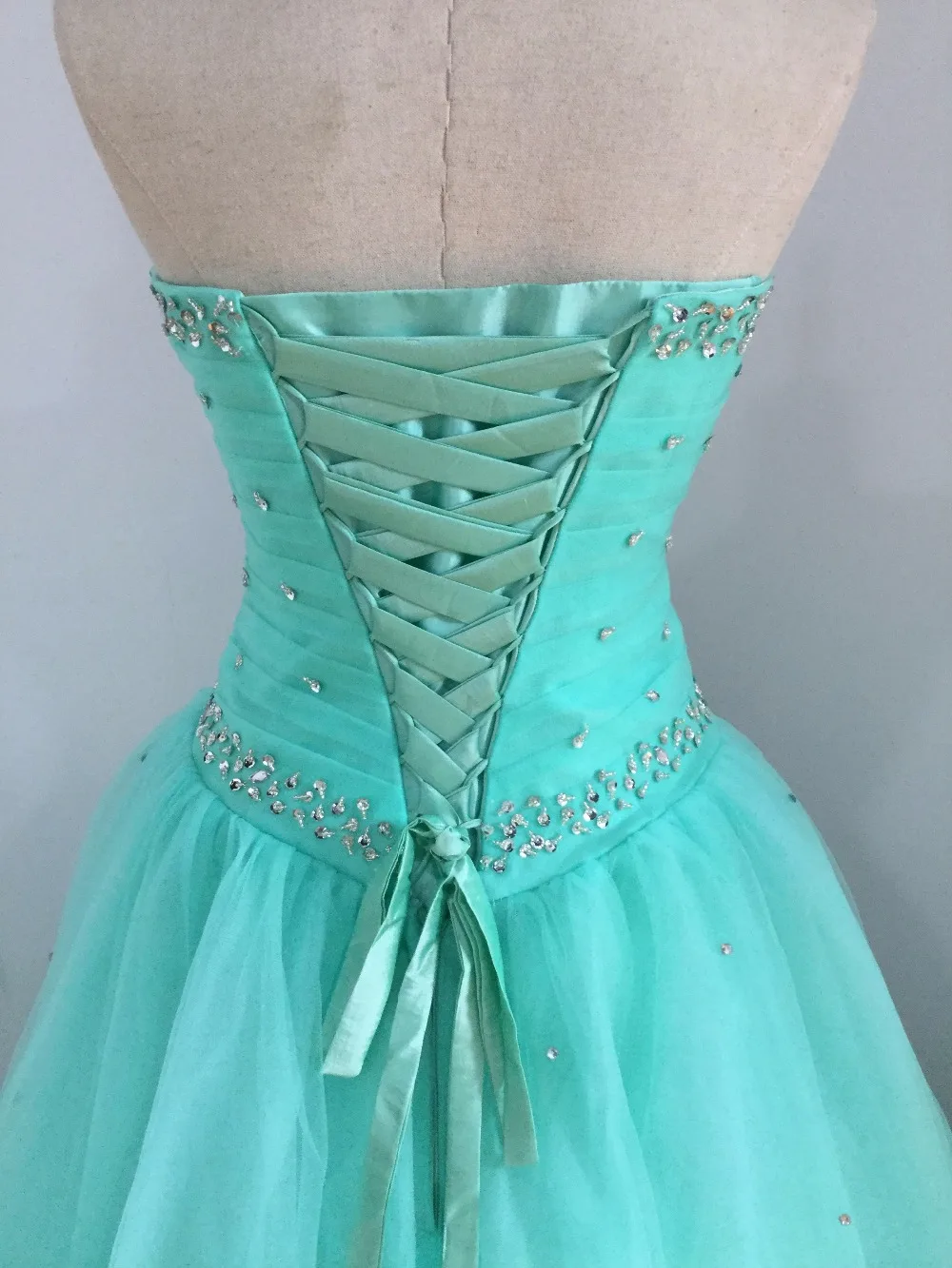 pleated mint cheap quinceanera gowns