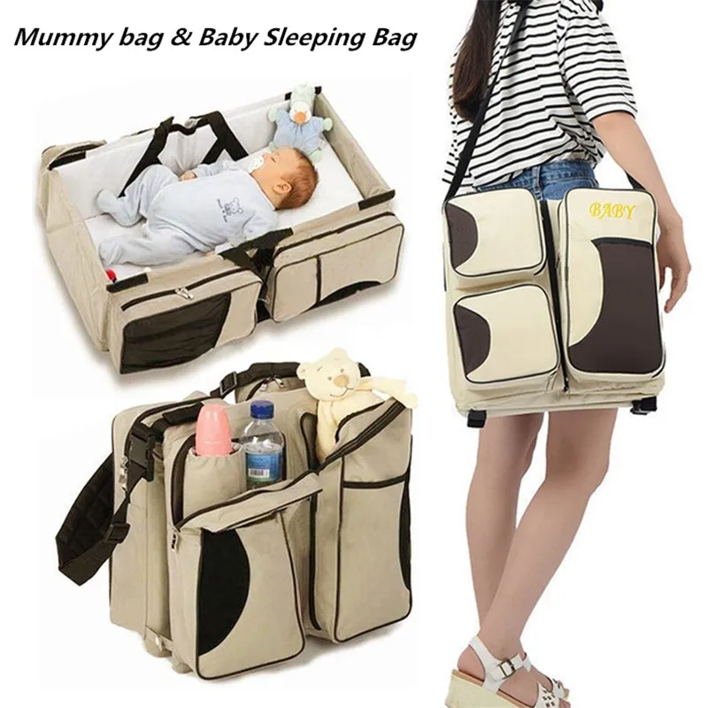 

Portable Mommy Nappy Bags Travel Baby Sleeping Bag Large Capacity Multifunctional Mummy Bag Foldable Bed Set for Newborn Baby