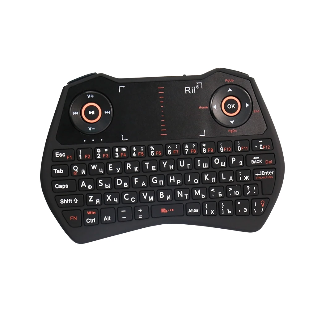  Original Rii i28C 2.4GHz Mini Russian Wireless Keyboard with Touchpad Air mouse Backlit Li-ion Batt