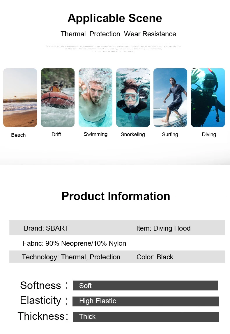 Sbart 3 мм Новинка, капюшон для дайвинга, удобная утолщенная шапочка для плавания, Солнцезащитная маска для лица, маска для дайвинга, плавания, подводного плавания