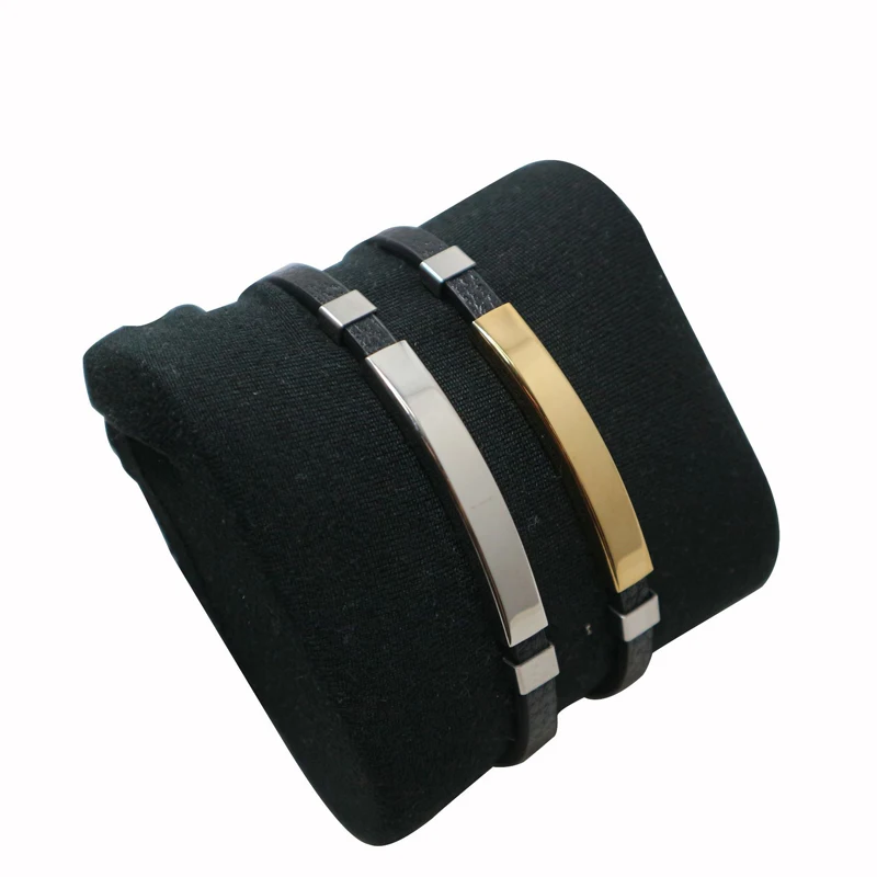 Классический кожаный браслет ручной работы золотого/серебряного/черного цвета из нержавеющей стали для мужчин 21,5 см