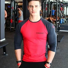 Мужские футболки для бега с круглым принтом, быстроохлаждаемая тренировочная футболка с длинными рукавами, быстросохнущие спортивные футболки для фитнеса, топы