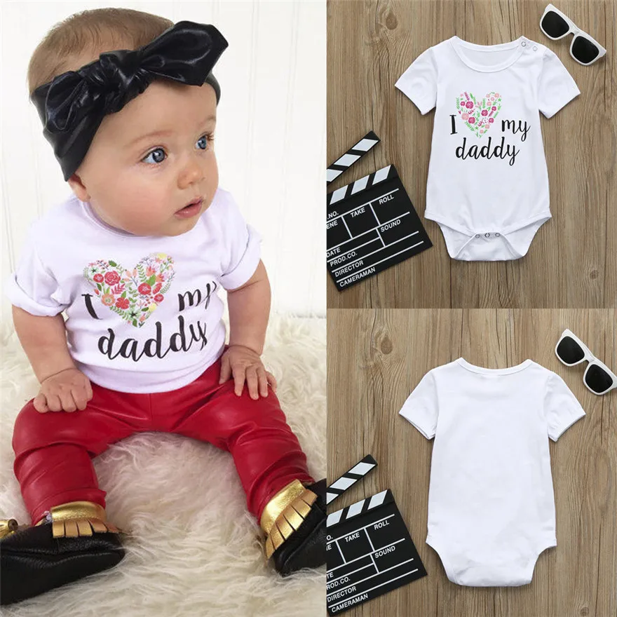 Toddler Newborn Baby Girls Boys Letter Print Romper Jumpsuit Outfits Clothes