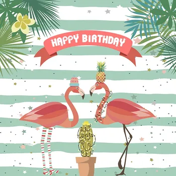 

Vinyl Photography Background happy Birthday Party Flamingos Tropical Children Photocall Kids Photo Studio