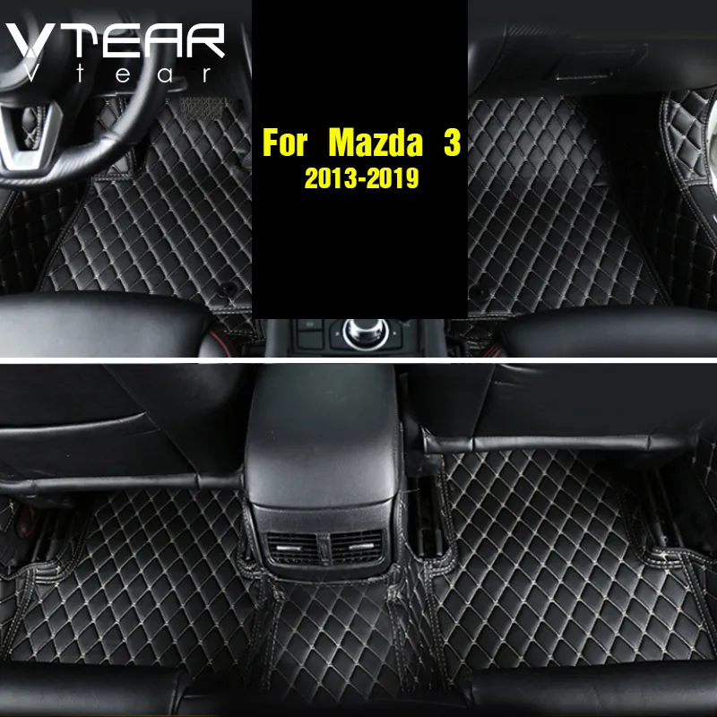 

Vtear for Mazda 3 Axela 2017 2018 car Floor Mats Carpets interior pad waterproof rugs accessory Leather products car-styling