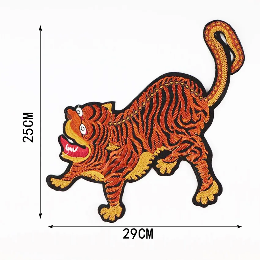 Кружевные вышитые жилеты Джинсовая ткань высокой плотности наклейки Тигр вниз горы Вышитые животных