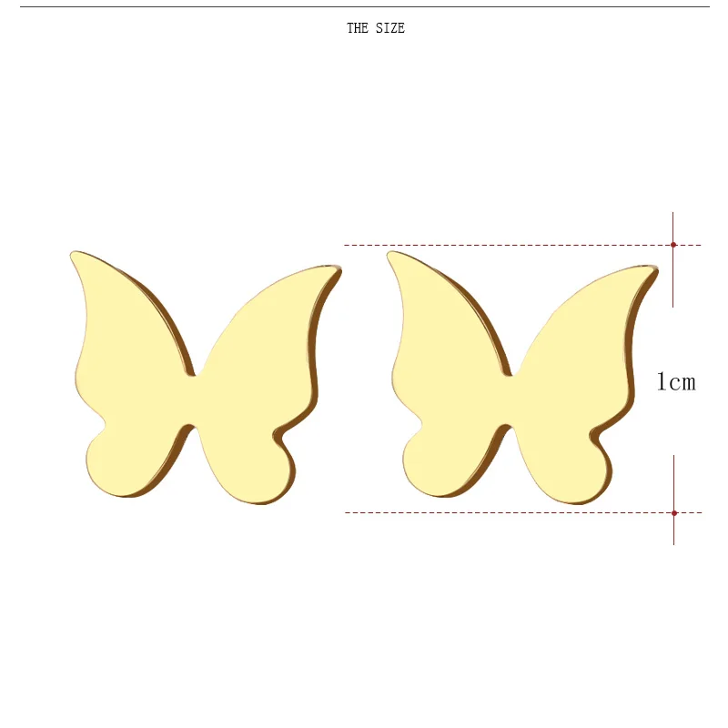 Какана серьги-гвоздики из нержавеющей стали для женщин и мужчин, маленькие Летающие бабочки золотистого и серебристого цвета, ювелирные изделия для влюбленных на помолвку