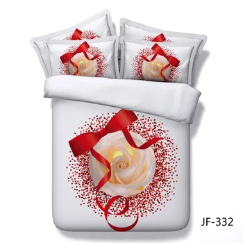 

Pink Rose Digital print Bedding Set Quilt Cover Design Bed Set Bohemian a Mini Van Bedclothes 3pcs Large size 260*225cm JF332