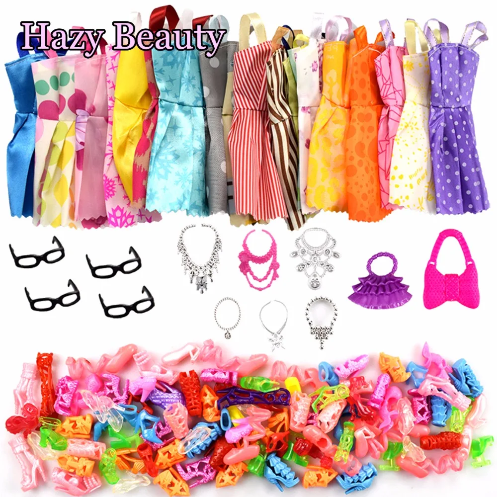 Girls Birthday Present A 10 Pieces Party Gown Outfits with 10 Pairs Doll Shoes Clothes for Doll