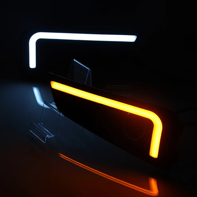 

Car Flashing 1Pair For Honda City 2015 2016 DRL Daytime Running Lights fog lamp cover headlight 12V Daylight with Yellow signal