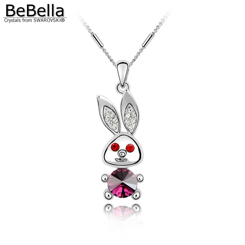 BeBella кролик pendan циркониевое ожерелье изготовленное с австрийскими кристаллами от сваровски для детей ювелирные изделия для девочек подарок на год - Окраска металла: Amethyst