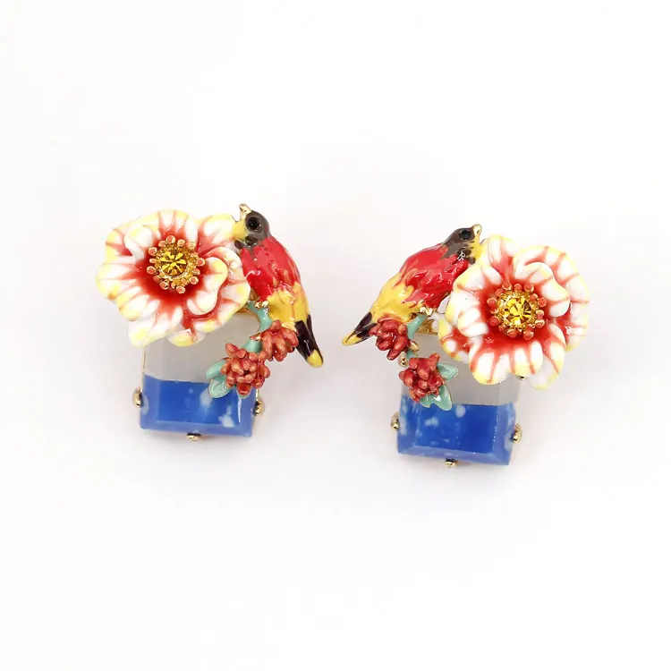 

Parrot Montage Natural Stone Flower Mix Match Earrings Fashion Jewelry Sieraden Joyas Charm Jewellery Boucle D Oreille Earings