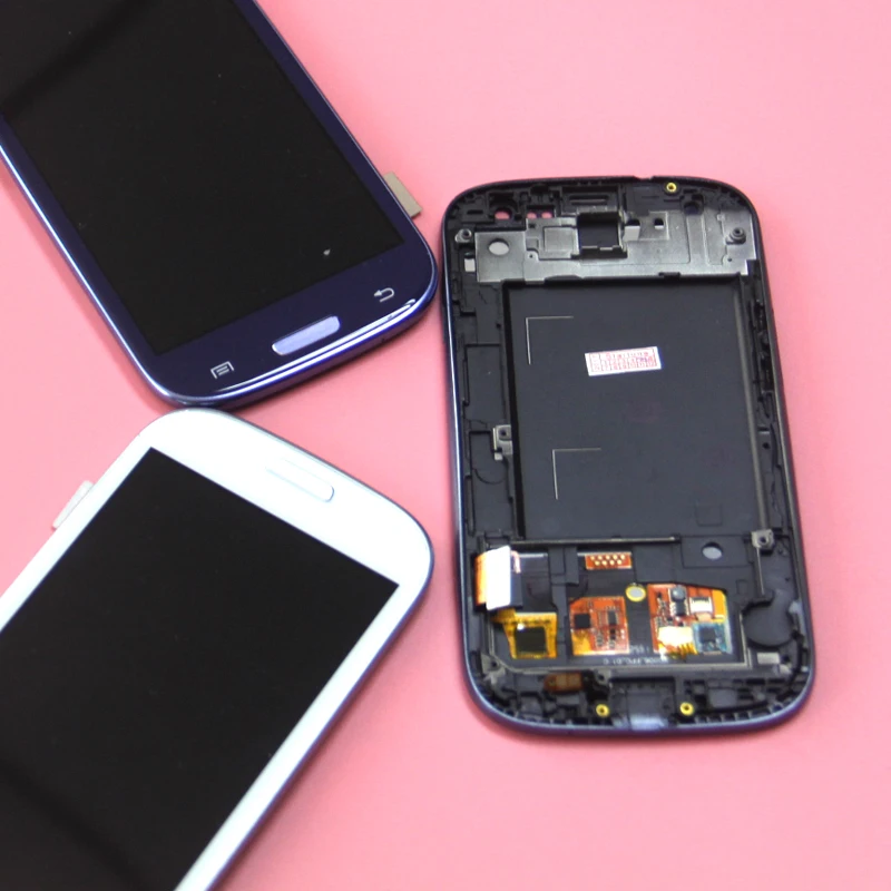 

For Samsung Galaxy S III S3 i9300 LCD Display Module + Blue Touch Screen Digitizer Sensor Assembly + Frame