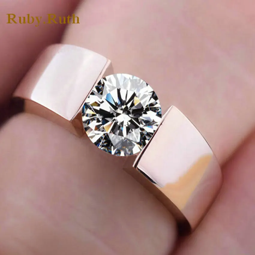 

AliEXpress Fashion Crystal Ring Female Titanium Wedding Ring for women Man Engagement Wedding Rings