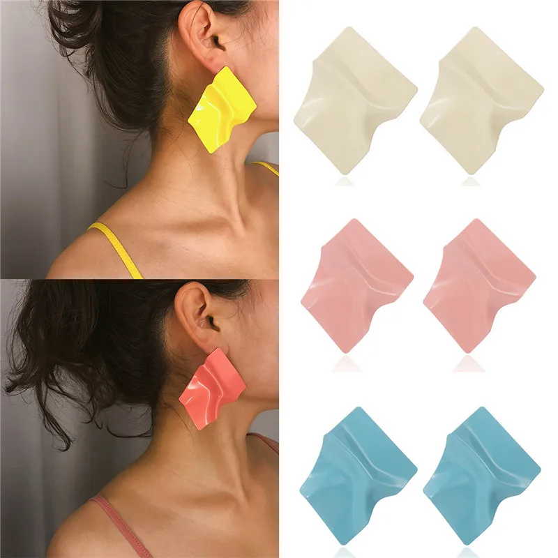 

Colorful Geometric Stud Earrings for Women Vintage Chic Irregular Large Candy Color Women's Earring 2019 Korea Fashion Jewelry