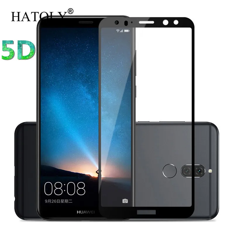 Закаленное стекло Hatoly 5D Huawei Mate 10 Lite / Nova 2i полное клеевое покрытие жесткое