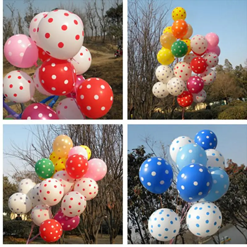

10pcs 12 inch 6 color inflatable latex Polka Dot balloons party decoration wedding birthday party decoration balloons air balls