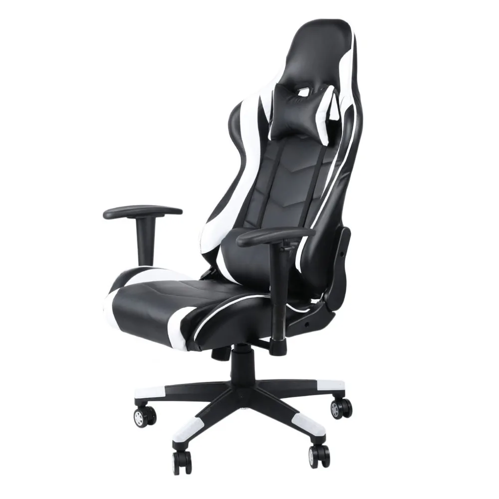 

White 360 Degree Rotation Gaming Chair High Back Computer Office Chair With Headrest Lumbar Support Racing Gaming Chair